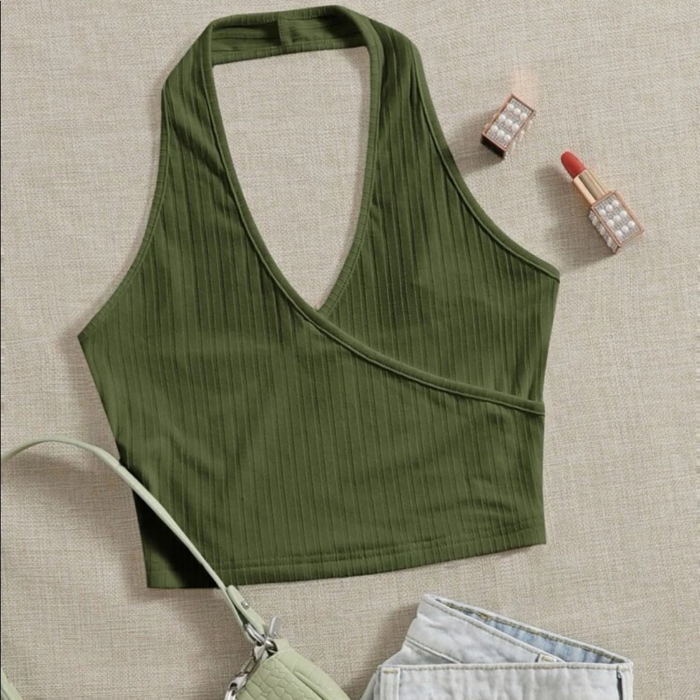 Green halter top